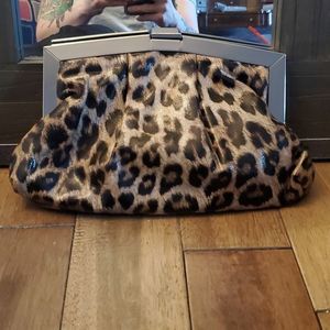 Simon Chang metallic cheetah print clutch